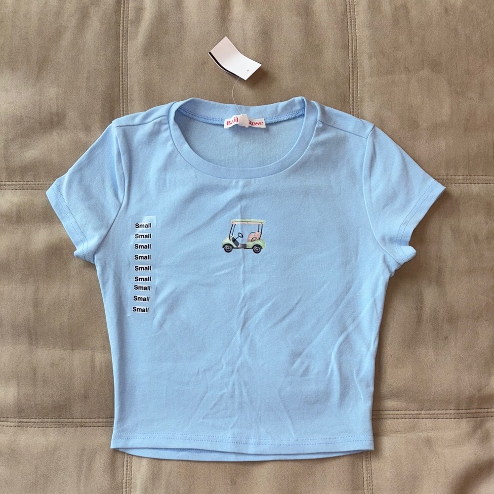 Golf Cart Crop Top Bailey Rose Light Blue Fitted Size Small